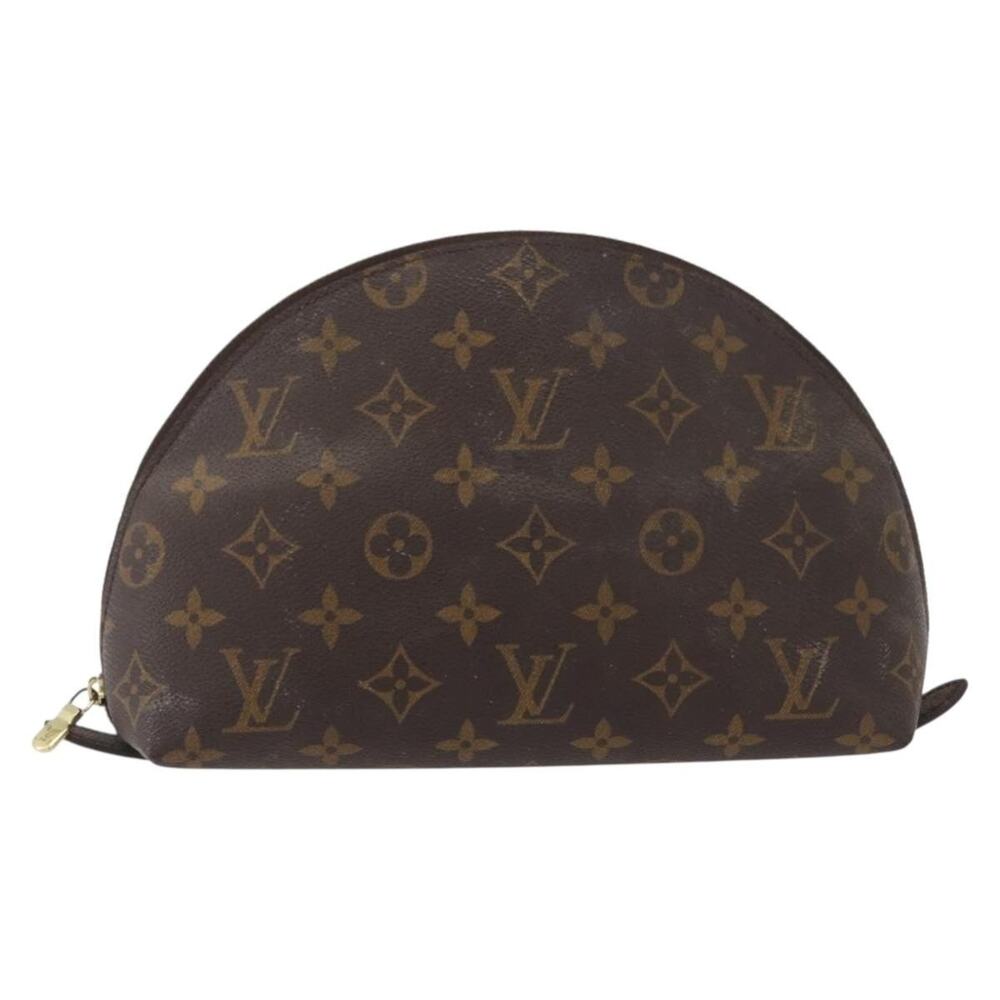 Louis Vuitton Monogram Trousse Demi Ronde Cosmetic Pouch Brown
